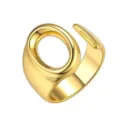 Vergulde open koperen ring met modern geometrisch letterontwerp voor dagelijks gebruik. - Goud / Letter O