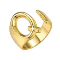 Verstelbare gouden letterring voor dames en heren, trendy koperen open ring mode sieraden. - Goud / Letter Q
