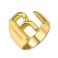 Chique gouden dikke alfabet open ring voor dames, stijlvolle verstelbare metalen briefring. - Goud / Letter R