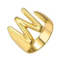 Gouden verstelbare open ring met een stijlvol letterontwerp, chique mode sieraden. - Goud / Letter W