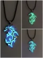 Luminous dragon pendant necklace detail, glowing in the dark flame design for men stylish wear. - Black Rope Flame Dragon Custom Color