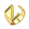 Goudkleurige open ring met modern geometrisch letterdesign, verstelbaar modesieraad. - Goud / Letter Z