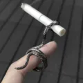 Gotische slang sigarettenhouder ring verstelbare metalen ring voor heren en dames uniek - Zwart