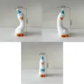 Simpatica statuetta di anatra dal collo storto in morbida gomma decorazione per torta di compleanno - Set di Tre Papere in Gomma Morbida