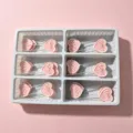 Topper per torta cuore rosa con scritta love, decorazione dolce per romantico giorno San Valentino - Cuore d'Amore al Cioccolato / confezione da 24 pezzi / Rosa