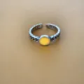 Retro oplichtende ketting open ring voor dames, stijlvolle hiphop vingerring sieradenmode. - Lichtgevend Geel
