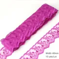 Magenta embroidered lace trim 40mm wide, 10 yards per lot for DIY sewing and crafting projects. - 40mm Width 10 Yards Pack / Deep purple