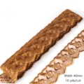 Gold embroidered lace trim ribbon 40mm width 10 yards for DIY sewing craft and clothing accessories - 40mm Width 10 Yards Pack / Dark Coffee