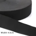 Μaúρη πλεκτή ελαστική ταινία 4cm πλάτος για ράψιμο ζωνών και αξεσουάρ ένδυσης DIY - 4cm (5 Yards/Pack) / Μαύρο