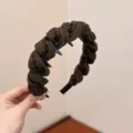 Cerchietto marrone a pois con denti antiscivolo accessore per capelli alla moda - Cerchietto Caffè Pois