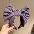 Serre-tête violet uni avec grand nœud pour femme, élégant accessoire de cheveux. - Violet