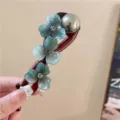 Elegante blaue Blumen Haarklammer Harz Haarspange für stilvolles Damen-Haarstyling - Eisblau