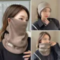 Women winter knit neck warmer face mask thermal windproof riding scarf chic cozy khaki - Solid Khaki Style