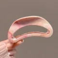 Pink crescent hair claw clip, acrylic marbled styling clamp for women elegant updos. - Pink and Green Inked Crescent Style / 12cm