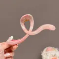 Pink swirl hair claw clip for women, sweet crescent hairpin for elegant hairstyling. - Pink and Green Inked Wave Style