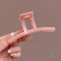 Pink acetate hair claw clip with cutout marble design, large 11cm hair catch for women and girls. - Pink and Green Inked Flat Hair Claw