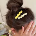 2st minimalisten acetaat haarspelden golvende eendenbek speldjes voor pony haaraccessoires - Heldere Citroengeel
