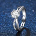 Prachtige 1 karaats moissaniet zilveren kruisring voor dames sprankelende elegante sieraden - Zilver