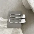 Pince a cheveux en metal argenté minimaliste épingle creuse géométrique bec de canard femme - Rectangle Creux