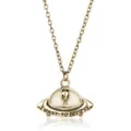 Vintage UFO alien ruimteschip hanger halsketting met gloeiend effect, sci-fi sieraden cadeau. - Antiek Goud Alien UFO Hanger