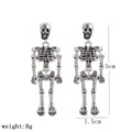 Punk retro skelet robot hangende oorbellen voor vrouwen, zilveren legering sieraden. - Antiek Zilver E389