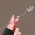 Silver magical wand hair stick cute rhinestone heart hair fork Japanese style hair accessory - Crown Heart Wand / Silver