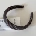 Französisches Vintage breites Stirnband Herbst Winter hoher Kopfkamm Karo Haarreif elegant - Graubraun Twill Haarreif / 3cm