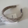 Französisches Retro breites Haarband für Damen, Herbst Winter elegante Haarhoop. - Beige Kariertes Stirnband / 3cm