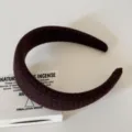 Französisches braunes breites Haarband mit blauen Punkten stylischer Haarreif für Damen - Blau Braun Punkte Haarreif / 4cm