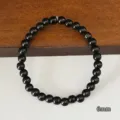 6mm Schwarze Glasperlen Armband Imitation Obsidian Perlenarmband Damen Herren Mode Schmuck - Einreihiges Armband / 6mm / Schwarz