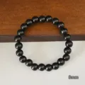 Klassisches schwarzes Perlenarmband 8mm glatter runder Edelstein Stil Unisex Modeschmuck - Einreihiges Armband / 8mm / Schwarz