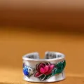 Retro geemailleerde koi vis ring etnische stijl open verstelbare ring vrouwen sieraden detail - Stijl 3