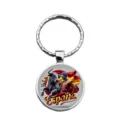 Bullfighter round glass alloy pendant keychain, Spanish style metal keyring for daily use. - Style 2