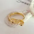 Gold crochet ring knitting tension guide adjustable ring for yarn craft lovers finger accessory - Open Adjustable / Double Hook Gold