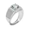 Heren luxe zilver zirkoon open ring huwelijk verloving mode sieraden accessoire - Open Verstelbaar / Herenring