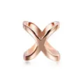 Rose gold cross scarf ring buckle, sleek polished finish, versatile multi-use fashion accessory. - M / Rose Gold