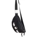Black crossbody chest bag with cute cat and angel wings embroidery, lightweight and casual. - Single Bag / Black