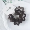 Brown wave hair band, vintage knitted hair scrunchy for elegant everyday styling and ponytails. - 4Pcs Set / Light Coffee