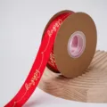 Nastro rosso lucido con scritta per confezioni regalo e decorazione di bouquet di fiori - Rosso