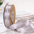 Nastro in raso argentato in rotolo con stampa per decorazione torta di nozze 2,5 cm di larghezza - Grigio