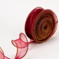 Nastro organza rosso trasparente 4cm 9m bordo oro per confezione regalo e decorazione fiori - Bordo Dorato Rosso Vino Nastro a Rete 10 Iarda