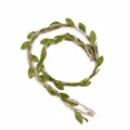 Jute twine with green fabric leaves, perfect for gift wrapping, crafts, and DIY floral decor. - Green Leaf Fine Rope 0.5m