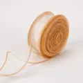 Nastro in organza iridescente per confezioni regalo, larghezza 4 cm, lunghezza 9 m, bordo oro. - Bordo Dorato Champagne Nastro a Rete 10 Iarda