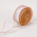 Nastro in organza bianca con bordo dorato per confezioni regalo e decorazione torte. - Bordo Dorato Bianco Nastro a Rete 10 Iarda