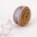 Nastro in organza translucido 4 cm di larghezza 9 m di lunghezza bordo dorato per regali - Bordo Dorato Grigio Nastro a Rete 10 Iarda