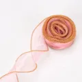 Nastro di organza rosa loto 4cm di larghezza 10 yards con bordo dorato per pacchi regalo. - Bordo Dorato Rosa Medio Nastro a Rete 10 Iarda