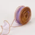 Nastro in organza viola con bordo dorato per confezioni regalo, bouquet di fiori e decorazione torte - Bordo Dorato Viola Nastro a Rete 10 Iarda