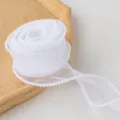 Nastro in organza con bordo di perle bianco variante per confezioni regalo e decorazione torte. - Nastro di Perla Bianca 5 Iarda