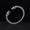 Vintage silver plated twisted dragon cuff bracelet for men geometric open bangle jewelry - Style 6