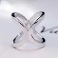 Silver metal cross scarf ring elegant clothing corner knot buckle minimalist shawl accessory - L / Silver